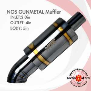 NOS Racing Muffler Gun Metal Black universal Thailand exhaust tip free flow Kit Racing HKS Greddy