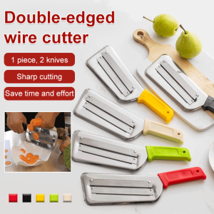 ✨HOT✨【1 piece/2 knives】Multifunctional Stainless Steel Double Edge Chopper Vegetable Cutter wire cutter Food Slicer Kitchen tool 多功能切菜器切片器