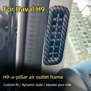 Kail 2Pcs Carbon Fiber Pattern Air Outlet Vent Ring Sticker for Haval H9 2nd 2024 A-pillar Air Outlet Decorative Frame Sticker 2Z5B1