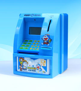 Hot Sale The Minion ATM Machine With Music (Hello-kitty) Smart Savings Automatic Piggy Bank Set Christmas and New Year Gift for kids (Doraemon)