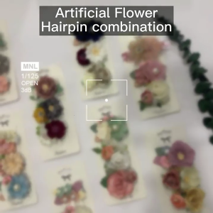 3Pcs Kids Baby Girls Floral Hair Clips Set Artificial Flower Alligator Clip Bow