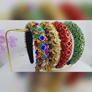 Crystal Rhinestone Headbands for Women Ladies Velvet Stretch Hair Accessories Wedding Party Daily Wear