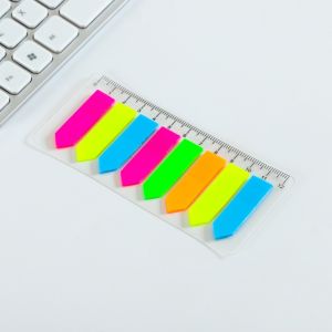 SOEZ PET Stick Notes Tab Neon Fluorescent Arrow Sticker Transparent Bookmark Memo Sticky Checklist