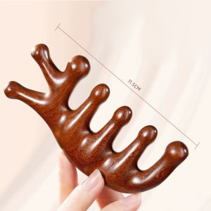 Mishilei Sandalwood Guasha Scraping Massage Tool Head Massager Scalp Handheld Comb Manual Relaxation Tool