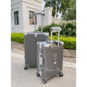 Vali Khung Nhôm Khóa sập cao cấp ALL IN ONE cực xịn có khay đựng cốc móc treo sạc điện thoại
