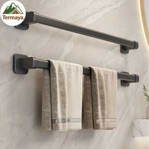 Termaya Towel Bar Aluminum Bathroom Towel Hanger Self-Adhesive Towel Rack Ash 毛巾架