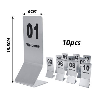 10pcs Numbers 1-10 Signs Plates Stainless Steel Digit Card Holder For Restaurant Cafe Bar Wedding