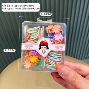 F4 52pcs Set Ikat Rambut Dan Jepit Rambut Anak isi 52pcs Jepitan Poni Rambut Baby HCSB003