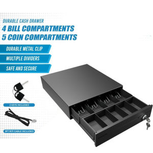 Cash Box Drawer Combo Mobile Bluetooth Thermal Printer with Basic POS System Cash Drawer Money Box Cashier