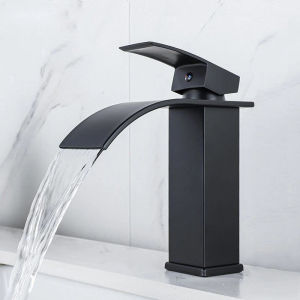 Bathroom Tap 304 Stainless Steel Waterfall Faucet Hot and Cold Black Household Bathroom Basin Faucet Water Tap VYD4Fast shipping