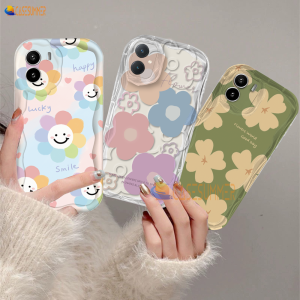 (Lokal Ready) Casesummer Casing hp Vivo Y17S Y27S Y36 Y27 Y16 Y12s Y20 Y02A Y02T Y35 Y11 Y17 Y21 Y15 Y12 Y30i Y22 Y15s Y20s Y22s Y21A Y12i Y21s Y15A Y33s Y51 Y91C Y91  3D Wavy Curved Edge Glossy Fresh Flowers Soft Tpu Floral Case