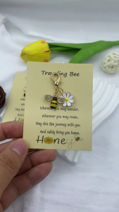 Kim loại dễ thương Ong Mật móc khóa hoa Lấp Lánh Thạch Accent Phong Cách Di Động Phụ Kiện Cho Nữ Phụ nữ