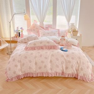 3/4in1 Bed Sheet Set Floral Flatsheet with Soft Materials Super Single/Queen/King/Super King