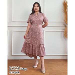 Mihar store / COD 3729 - Dress wanita lengan pendek flower crinkle / Dress korean style rempel bunga-bunga ikat casual formal kondangan terbaru cantik