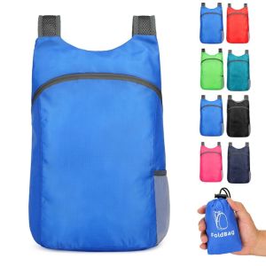 GENENIC Large Capacity Foldable Backpack with Drawstring Storage Bags Zipper Lightweight Nylon Bag Simple School Bag Women
