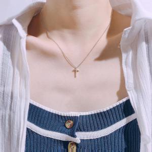 HENLI  Fashion NecklaceForWomen Silver Plated Cross Pendant Clavicle Chain Necklace Simple Women Jewelry