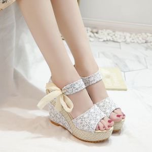 Free Shipping WIS New High-Heeled Sandals Platform Sandals Summer Korean-Style Peep-Toe WomenS Sandals Waterproof Platform Wedge Heels With Straps