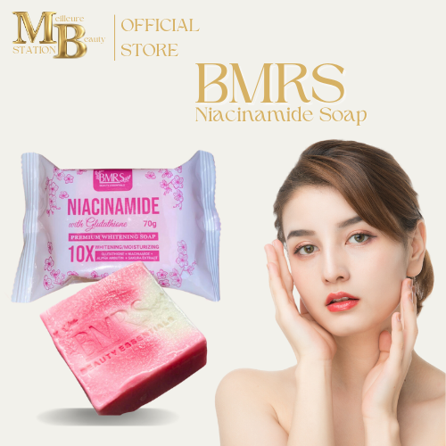 ORIGINAL  BMRS Niacinamide with Glutathione Premium Whitening Soap with 10x Whitening and Moisturizing/Anti- acne marks