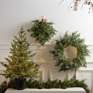 Vòng Nguyệt Quế & Chùm Lá Thông Pecao cap Trang Trí Noel – Treo Cửa Decor Giáng Sinh Sang Trọng