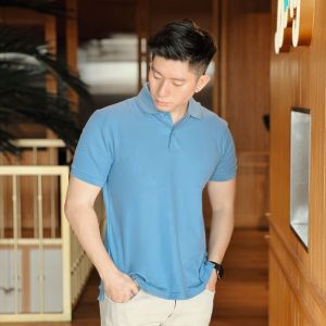 Kale Park Polo Shirt Cotton Viscose Slim Fit | Blue 02