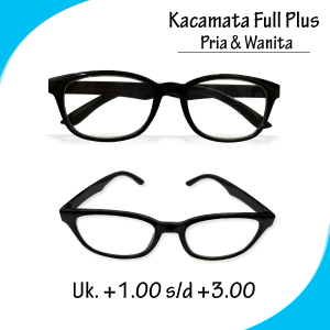 Kacamata Baca Lensa Plus +1.00 +1.25 +1.50 +1.75 +2.00 +2.25 +2.50 +2.75 +3.00 Frame Hitam Kilap Lensa Bening - PLUS RABUN DEKAT