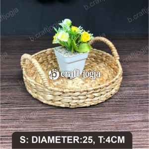 Nampan Bulat Anyaman Enceng Gondok Kerangka Besi (satuan) Kerajinan Anyaman Jogja
