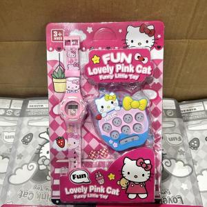 Kuromi Melody Kitty Unicorn Pink Bear Cute Rabbit digital watch with toy whack a mole keychain pop in kids toy watch