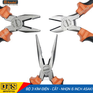 Bộ 3 kìm điện - kìm cắt - kìm nhọn kiểu Mỹ Asaki A+cut Tech 6 inch/ 150mm thép High Carbon độ cứng cao