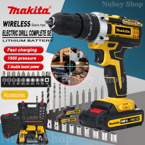 Cordless Hand Drill Set 48v to 168v Wireless Electric Drill 2 Battery with Case Screwdriver Accessories Impact Wrench Heavy Duty Makita Japan Screw Driver for Drilling Wood Concrete Wall Metal Plate