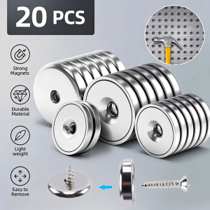 【Super low price】20x6 25x7 32x7 Multipurpose Strong Magnets with Countersunk Hole- for Fridge Tool Organizer Whiteboard Kitchen Snack Storage