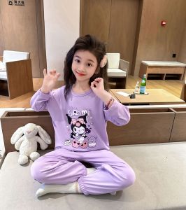 Sleepwear for Kids Girl 4-15yrs Terno Pajama Set Cute Kuromi Melody Cinnamoroll New Cartoon Nightwea  Korean Cute Printed Cotton Sleepwear Terno Pajama Set for Kids Girls