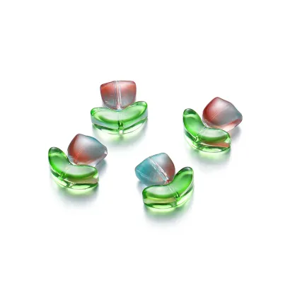 St.kunkka 10Sets/bag 8.5x8.9mm Handmade Glass Tulip Flower Beads Charm Bead For Earring Bracelet Necklace DIY Jewelry Craft Making Accessories