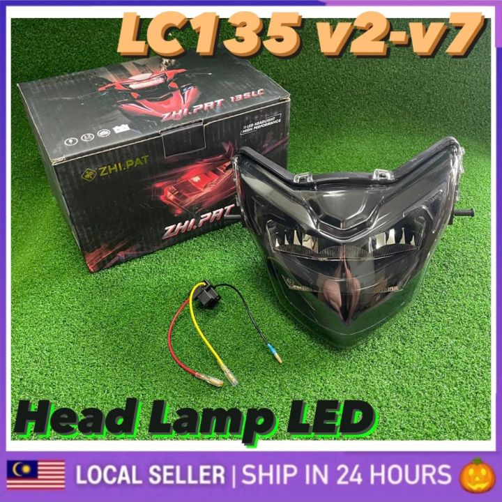 ♫Zhipat Yamaha LC135 LC V2 V3 V4 V5 V6 V7 Head Lamp LED Lampu Depan HeadLamp Head Light LC 135 H4 Socket 135LC LC NEW V2♛