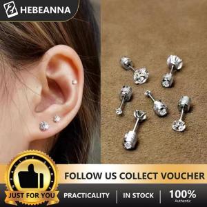 hebeanna ต่างหูเกาหลีเซอร์คอนคริสตัลคู่ทำจากสแตนเลสสตีล1ชิ้นสำหรับผู้หญิงต่างหูแบบหมุดเกลียวเครื่องประดับร่างกายป้องกันอาการแพ้