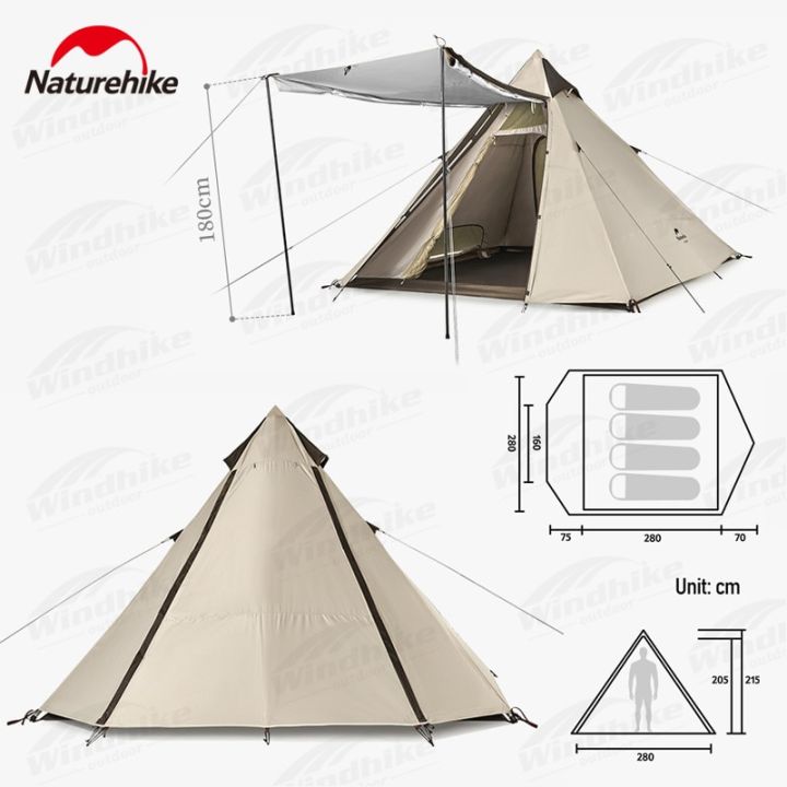 Naturehike%20Four-Sided%20Pyramid%20Automatic%20Tent%20Outdoor%20Portable%20Awning%20Four-Sided%20Quick%20Build%20Auto%20Pole%20Pyramid%20Large%20Hall%20Double%20Door%20For%203-4%20Persons%20Waterproof%20Breathable%20Camping%20%20Hiking%20Travel%20Heavy%20Duty%20Original%20Nature%20Hike%20-%20Image%204
