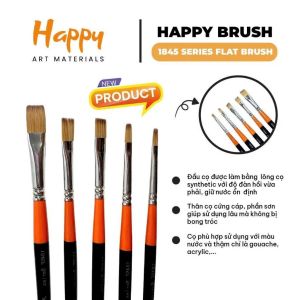 Cọ Vẽ Happy Art | Cọ Flat Đầu Dẹt Vẽ Màu Nước Acrylic Gouache | Đủ Size