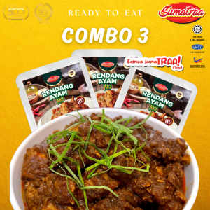 [Ramadhan Berkah Deals] Ready-To-Eat - Combo 3 Rendang Ayam Aki Sumatraa 170g Tradisional Malaysia Cuisine RTE Food Instant Travel Friendly Tahan Lama