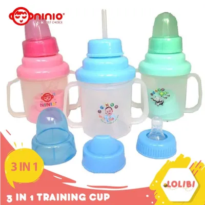 Ninio 3-in-1 Training Cup Gelas Minum Bayi Tahan Panas