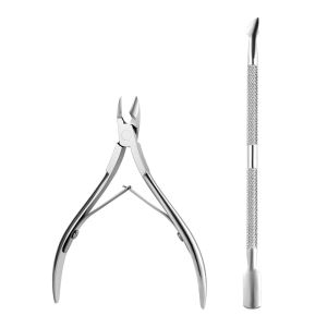 Lusluking 2/3/4Pcs Cuticle Nippers and Cuticle Pusher Manicure Tools Set Stainless Steel Nail Cuticle Remover Cutter Clippers Tool for Gel Nail Art