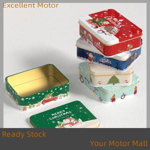 Excellent Ready Stock Christmas Transparent Window Tin Box Cookie Candy Tinplate Chocolate Storage Box With Exquisite Lid Christmas Gift Packaging Box