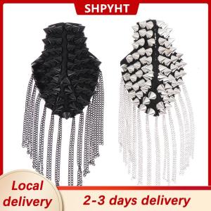 [COD] Ship within 24 hours 1Pc Fashion Shoulder Epaulets Vintage Spike Rivet Tassel Epaulet Shoulder Boards Badge Brooches Women Men Clothing Accessories