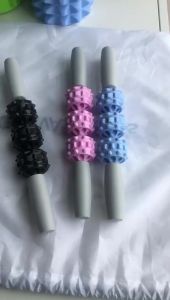 AU Manufacturer sells yoga fitness massage sticks for localized muscle and fascia relaxation featuring floating point rollers and textured surfaces and is portable