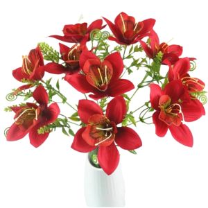 CREATIVE PAVILION ดอกไม้เดี่ยว ช่อดอกกล้วยไม้ผ้าไหม แคทลียา ไฮบริดา คุณภาพสูง ดอกไม้ประดิษฐ์ ดอกไม้ประดิษฐ์ จัดแจกันโต๊ะ DIY ตกแต่งงานแต่งงาน