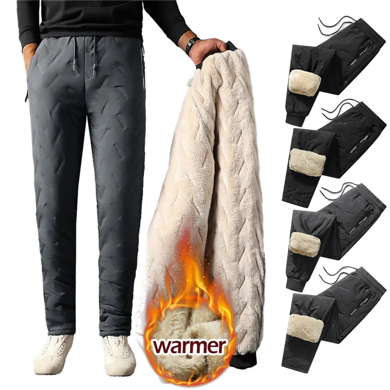  Men's Winter Lambswool Casual Pants Thick Fleece