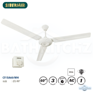 SIBERIAIR Standard Regulator Ceiling Fan 60 Inch 5 Speed 3 Metal Blade CF/SA60 White Black SIRIM