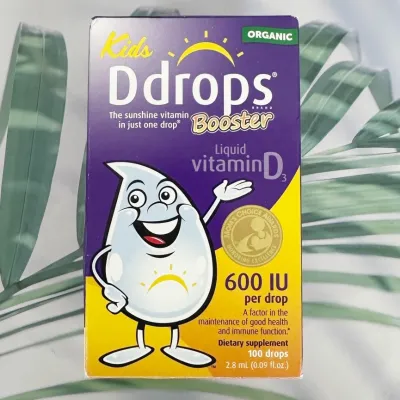 วิตามินดี3 ชนิดน้ำ สำหรับเด็ก Kids Booster Organic Liquid Vitamin D3 15 mcg 600 IU 2.8 ml (Ddrops®)