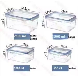 4 Sizes Airtight Plastic Transparent Food Storage Box Fruit Vege Container With Clips Suitable For Fridge And Oven Separated Odor Well Organized