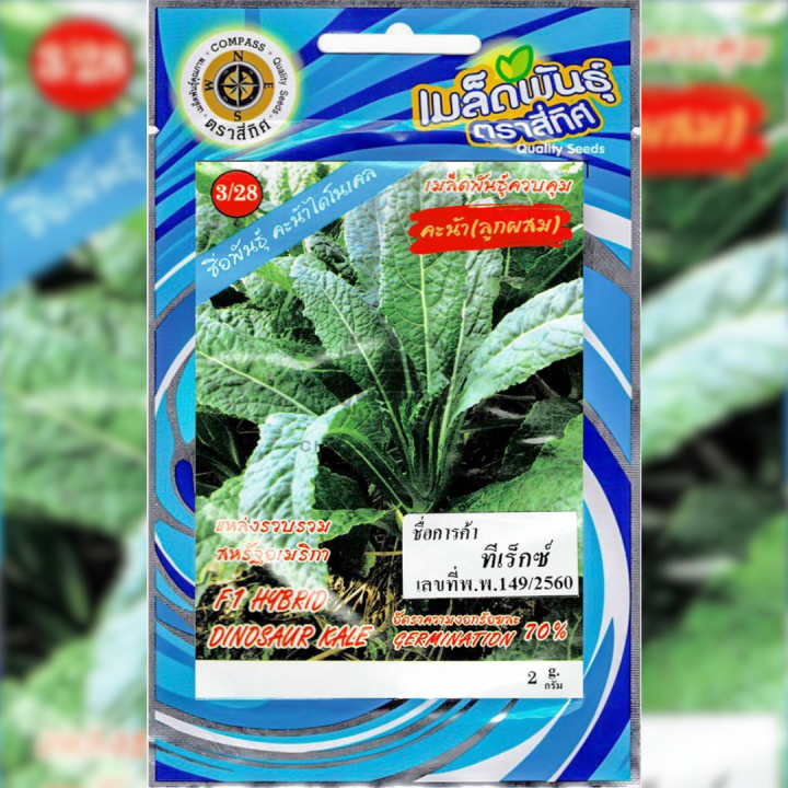 เมล็ดพันธุ์คะน้า(ลูกผสม) ทีเร็กซ์ พันธุ์ไดโนเคล ตราสี่ทิศ