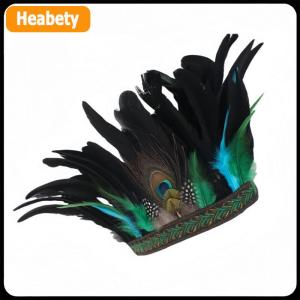【2-3 days delivery】 Fashion Feather Crown Headbands With Strap Decorative Headdress Indian Crown Hair Band Halloween Cosplay Headwear