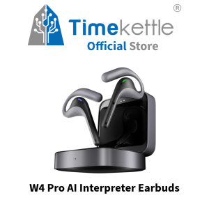 TimeKettle W4 Pro AI Interpreter Earbuds- Open-ear design for long meetings/ Real-time two-way interpretation/ Phone call translation